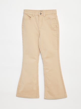 Flared broek van keperstof met verstelbare taille