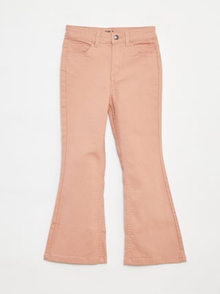 Flared broek van keperstof met verstelbare taille