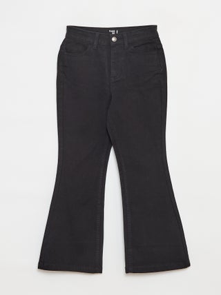 Flared broek van keperstof met verstelbare taille