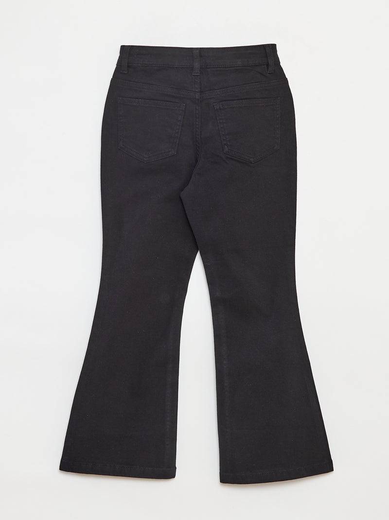 Flared broek van keperstof met verstelbare taille zwart - Kiabi
