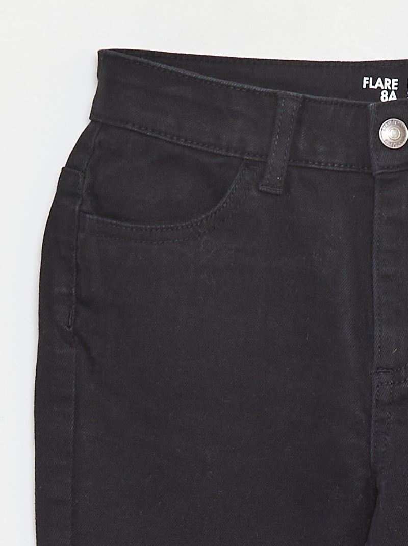 Flared broek van keperstof met verstelbare taille zwart - Kiabi