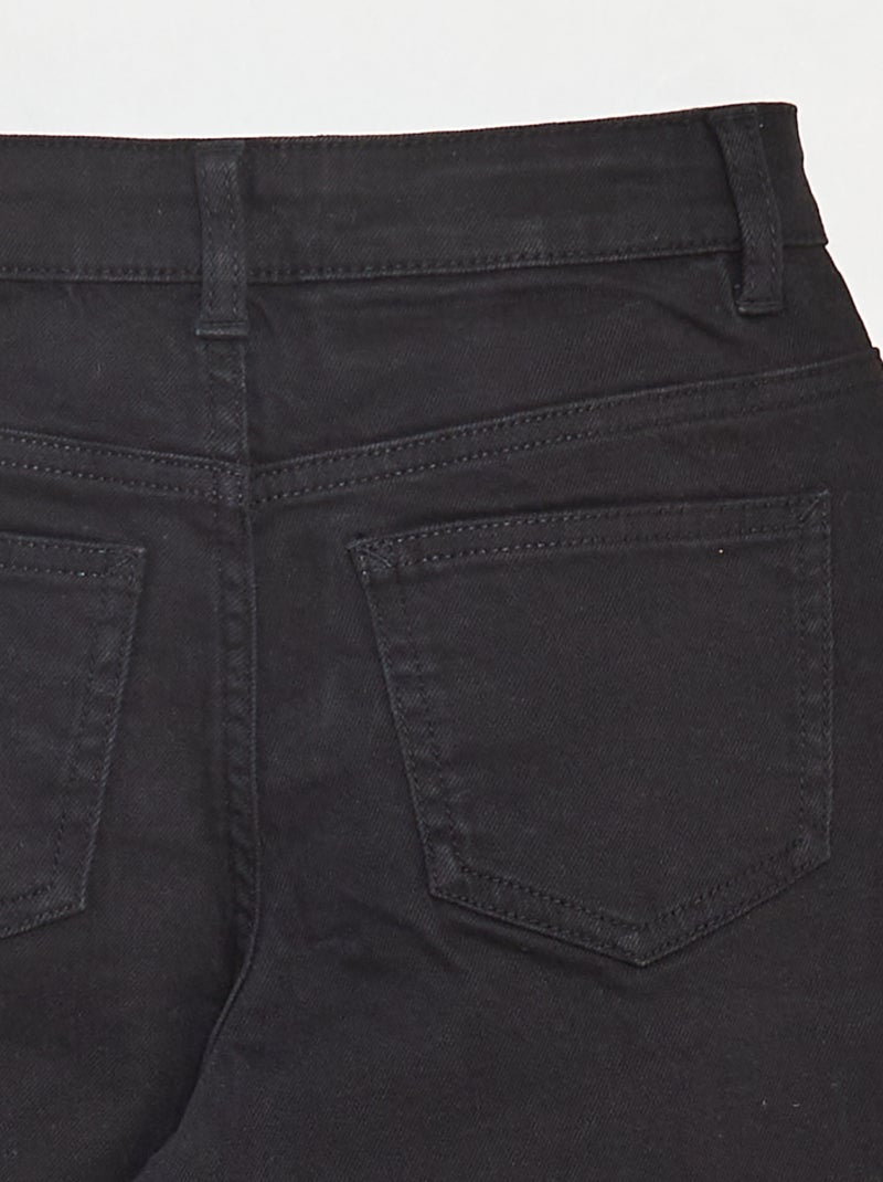 Flared broek van keperstof met verstelbare taille zwart - Kiabi