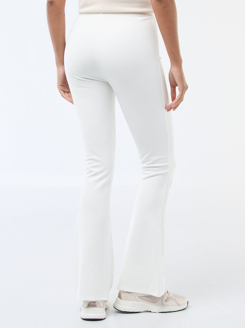 Flared broek van ultrastretch tricot Wit - Kiabi
