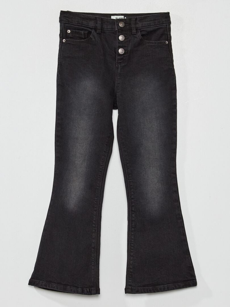 Flared jeans met hoge taille ZWART - Kiabi