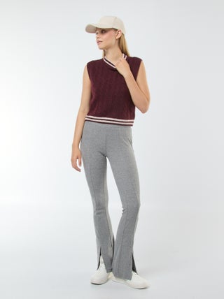 Flared legging van ribstof