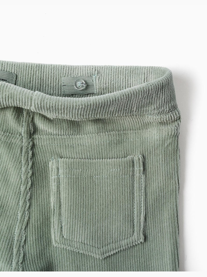 Flared ribfluwelen leggings met elastische taille Groen - Kiabi