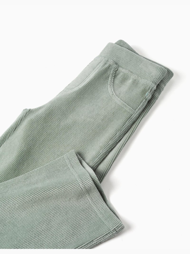 Flared ribfluwelen leggings met elastische taille Groen - Kiabi