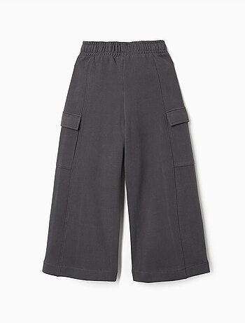 Fleece broek met wijde pijpen en cargozakken