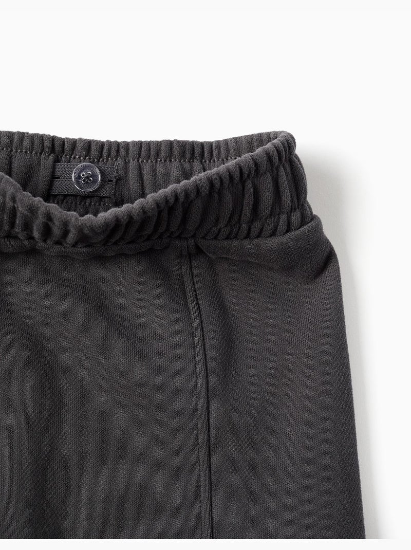 Fleece broek met wijde pijpen en cargozakken Donkergrijs - Kiabi