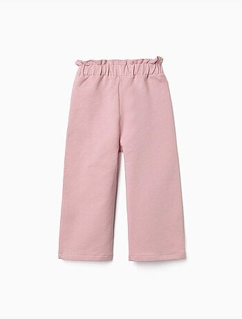 Fleece broek met wijde pijpen en elastische tailleband