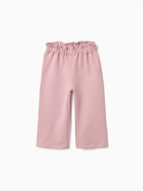Fleece broek met wijde pijpen en elastische tailleband - Kiabi