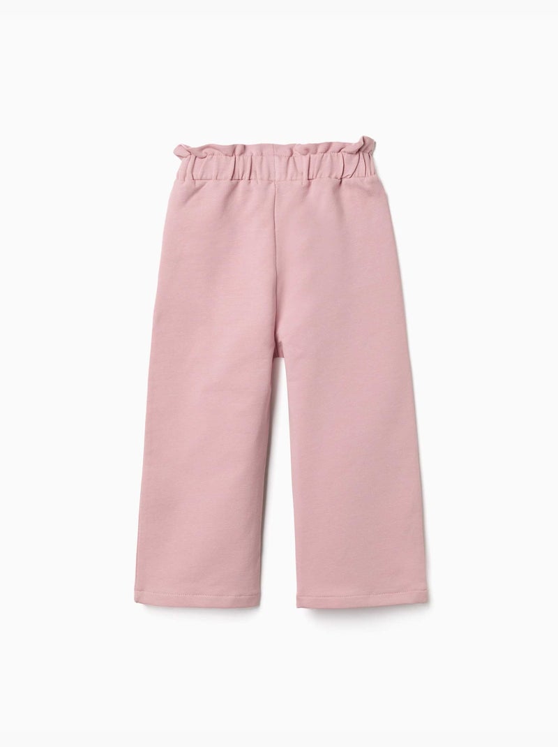 Fleece broek met wijde pijpen en elastische tailleband Lichtroze - Kiabi