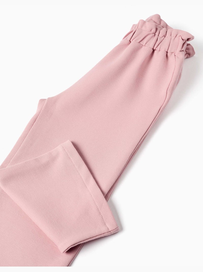 Fleece broek met wijde pijpen en elastische tailleband Lichtroze - Kiabi