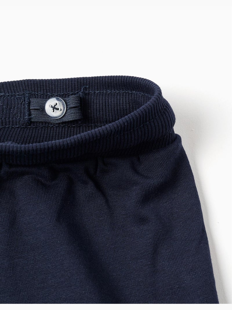 Fleece cargoshorts met trekkoord Donkerblauw - Kiabi