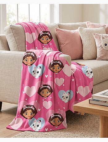 Fleece Deken Gabby en Kat Officiele DreamWorks Licentie 130x160cm - Zachte Warme Plaid