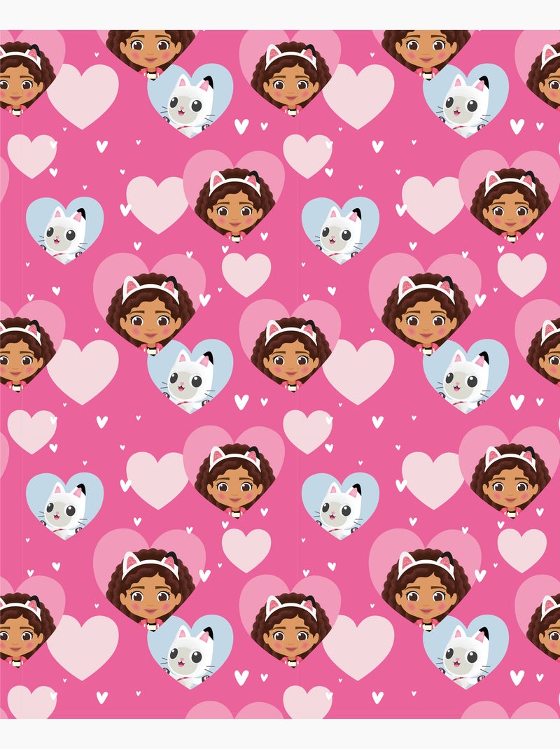 Fleece Deken Gabby en Kat Officiele DreamWorks Licentie 130x160cm - Zachte Warme Plaid Beige/Roze - Kiabi