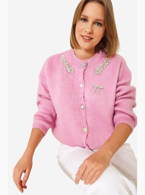 Fleece gebreid vest met versierde kraag lucci - Kiabi Fleece gebreid vest met versierde kraag lucci - Kiabi