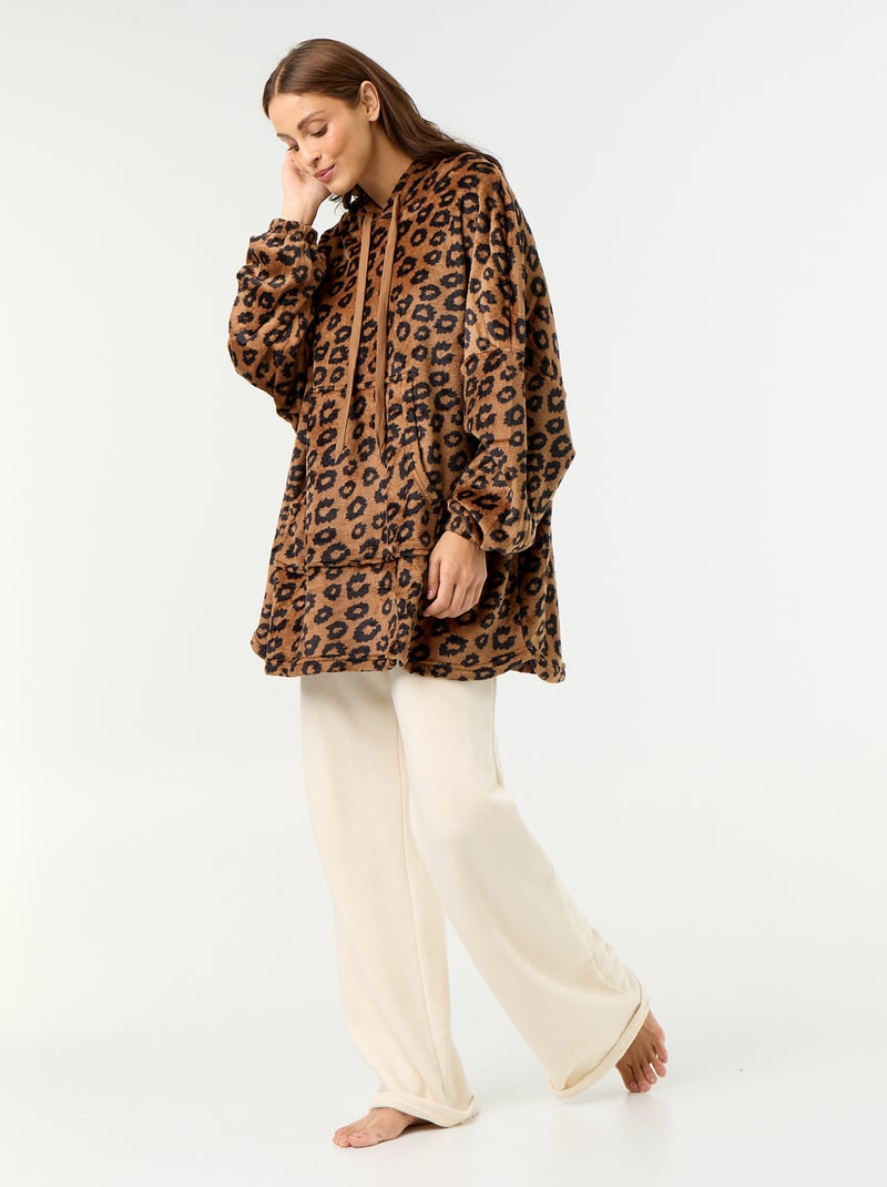 Fleece hoodie met capuchon Bruin - Kiabi