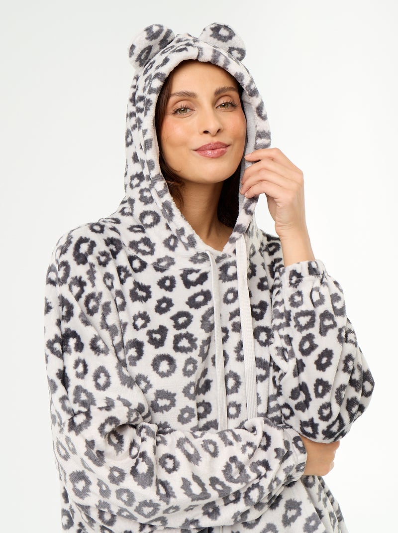 Fleece hoodie met capuchon Grijs - Kiabi