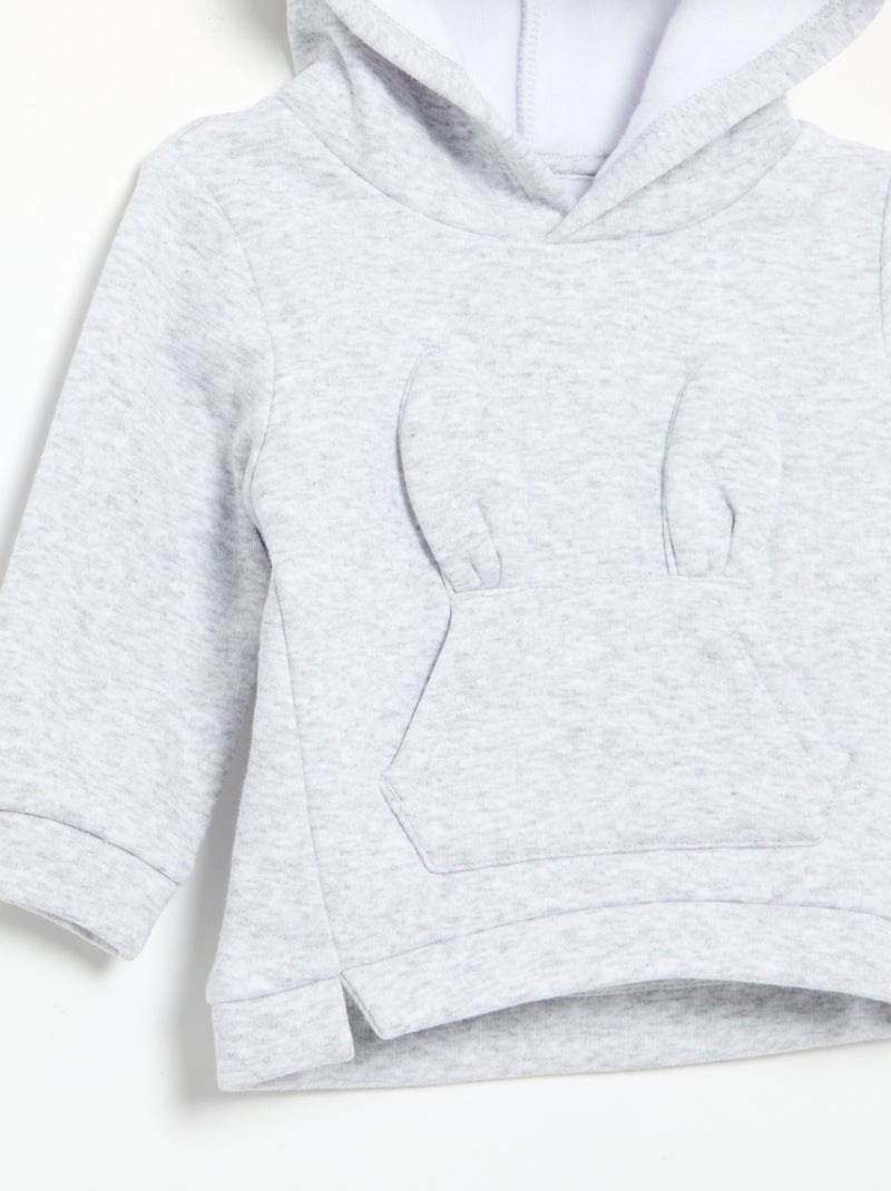 Fleece hoodie met konijnenoortjes Grijs - Kiabi