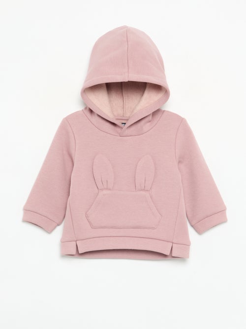 Fleece hoodie met konijnenoortjes - Kiabi
