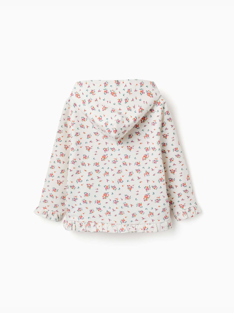Fleece jas met capuchon en bloemenpatroon Lichtbeige - Kiabi