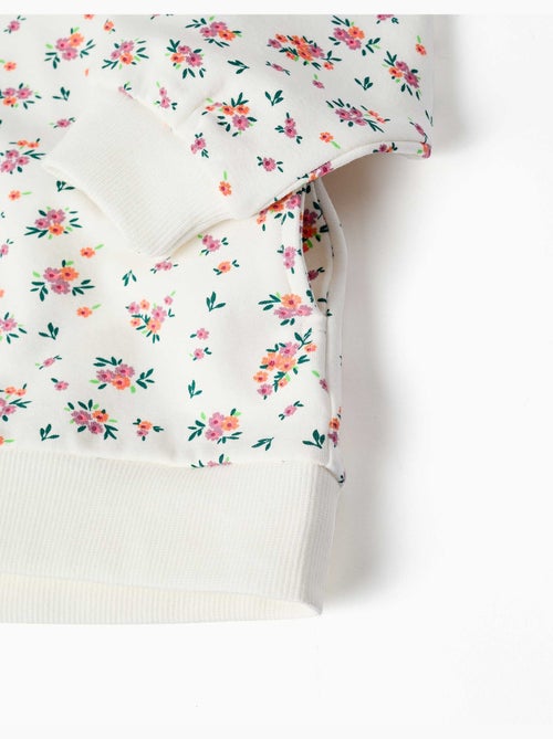 Fleece jas met capuchon en bloemenpatroon - Kiabi