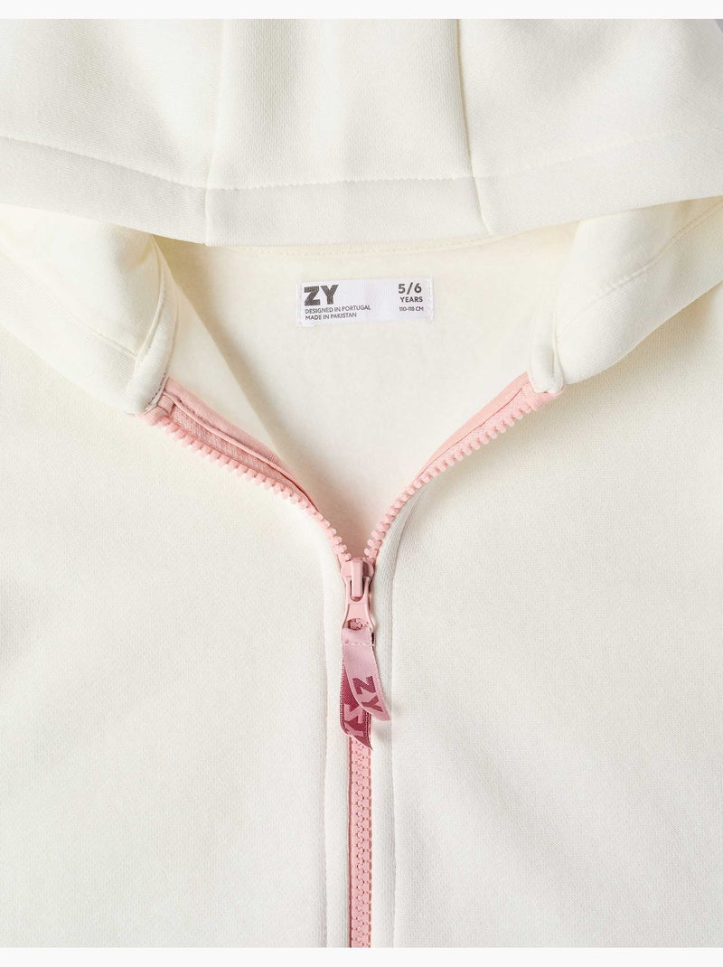 Fleece jas met capuchon en geborstelde voering Wit - Kiabi