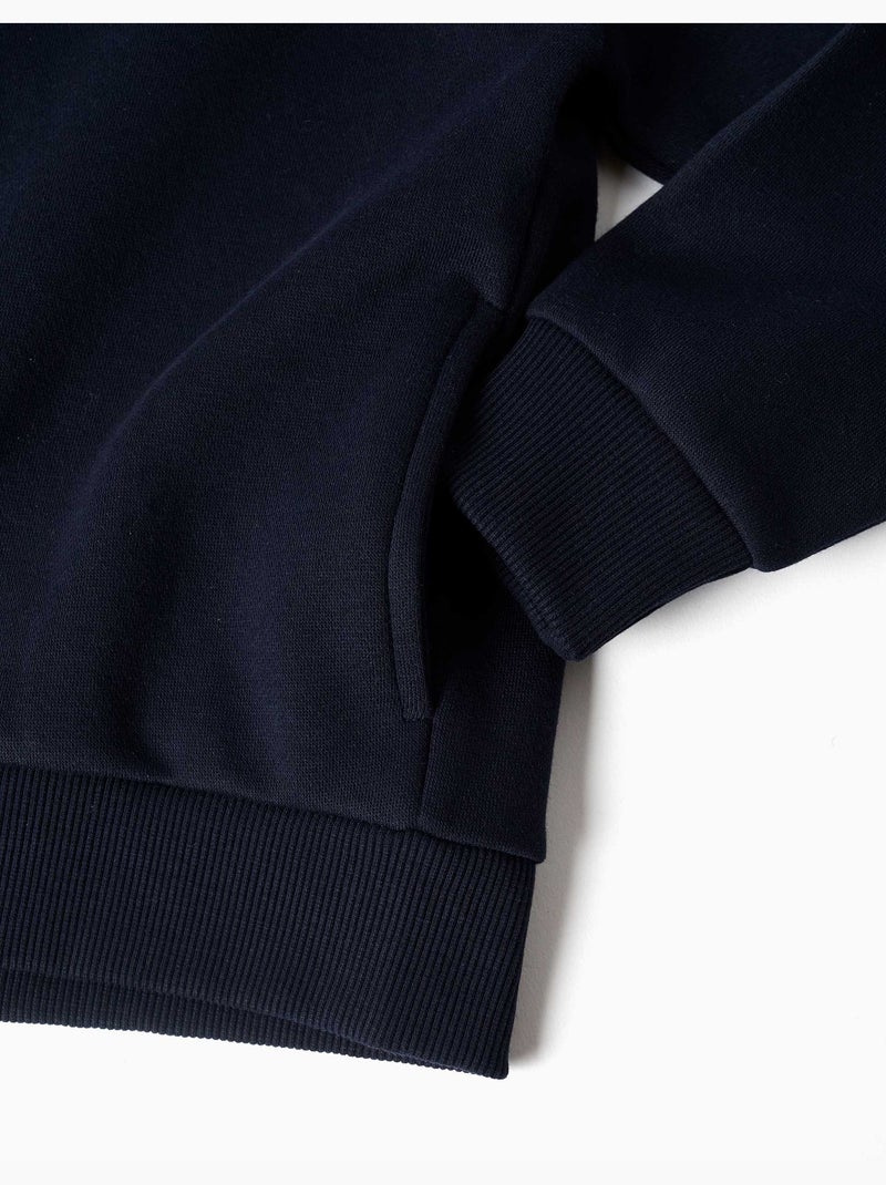 Fleece jas met capuchon en geruwde voering Donkerblauw - Kiabi