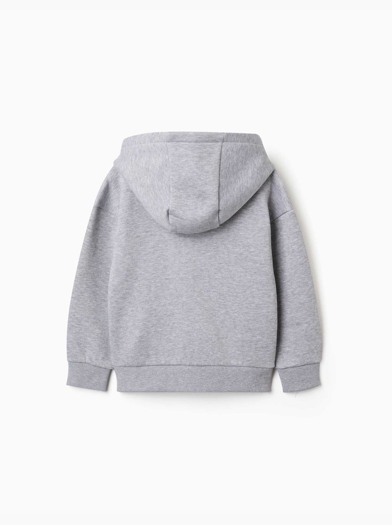 Fleece jas met capuchon en geruwde voering Grijs - Kiabi