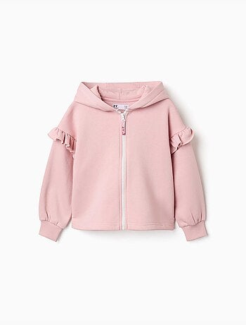 Fleece jas met capuchon en geruwde voering