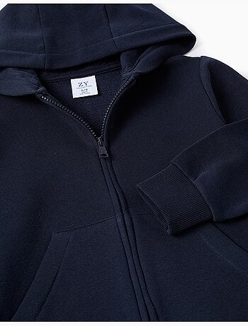 Fleece jas met capuchon en zakken