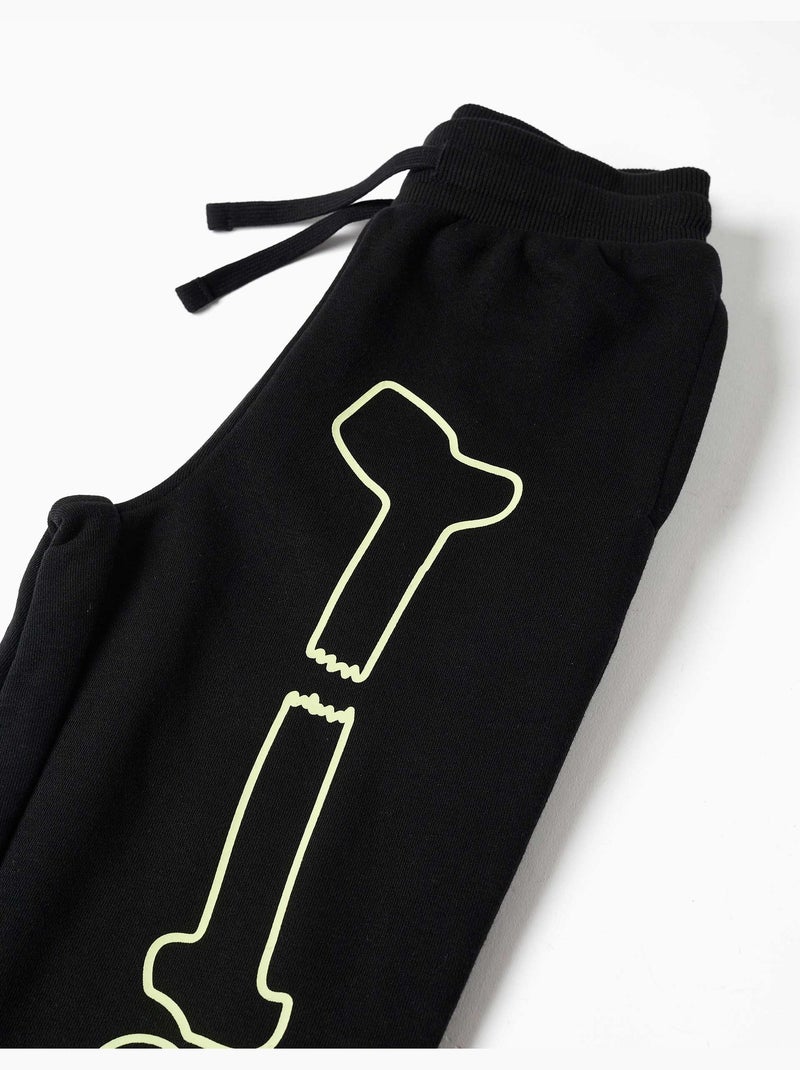 Fleece joggers met glow-in-the-dark print Zwart Zwart - Kiabi