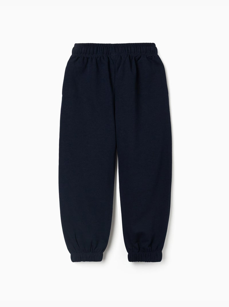 Fleece joggers met trekkoord en zakken Donkerblauw - Kiabi