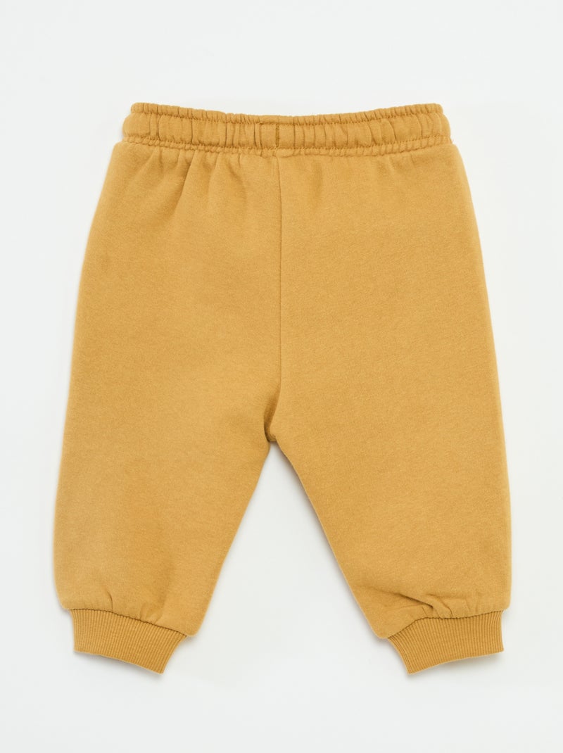 Fleece joggingbroek met kangoeroezak met oortjes Biege - Kiabi