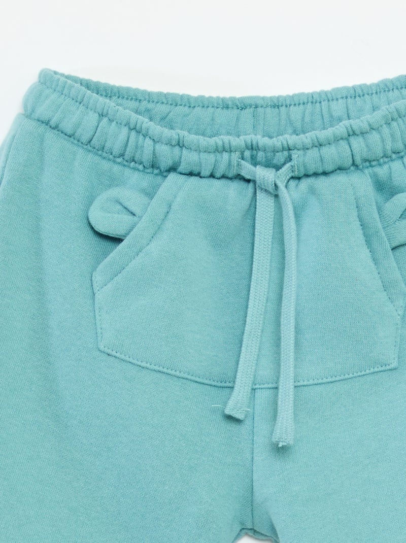 Fleece joggingbroek met kangoeroezak met oortjes Blauw - Kiabi