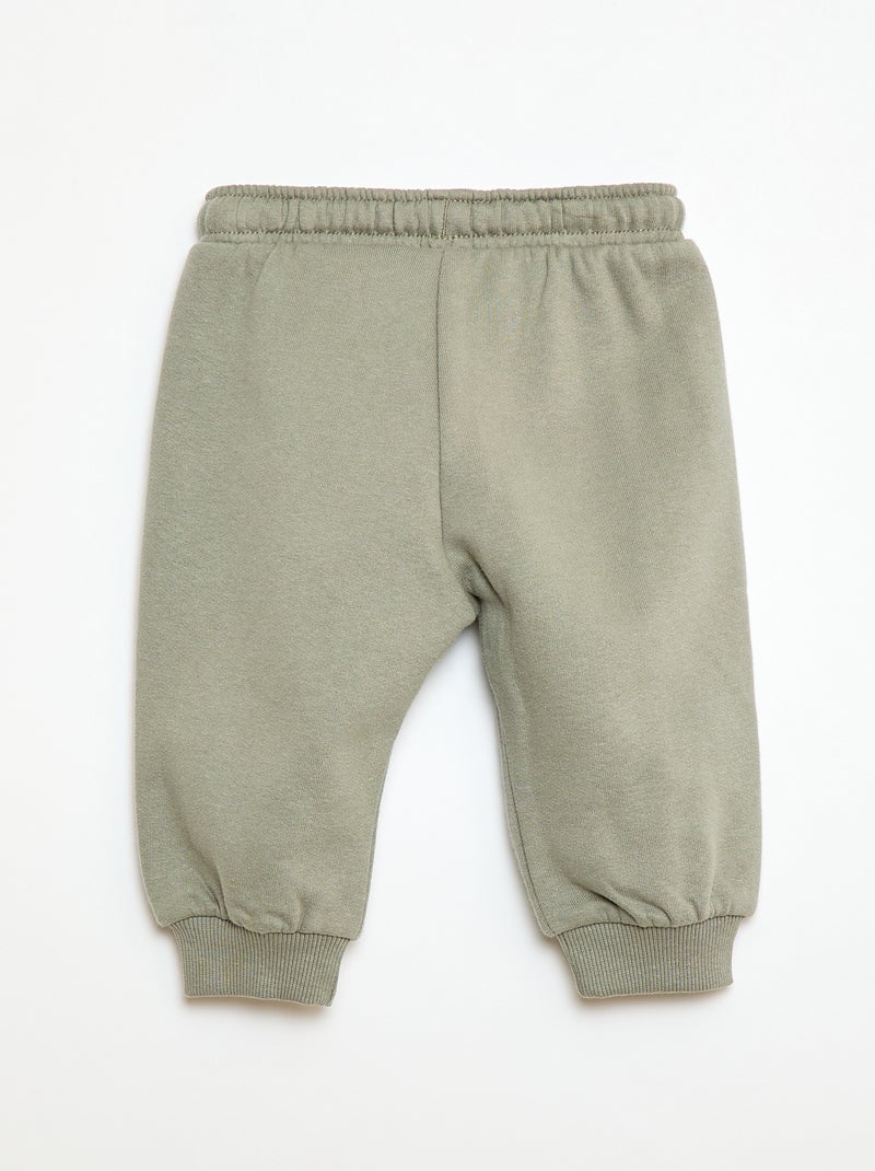 Fleece joggingbroek met kangoeroezak met oortjes Groen - Kiabi