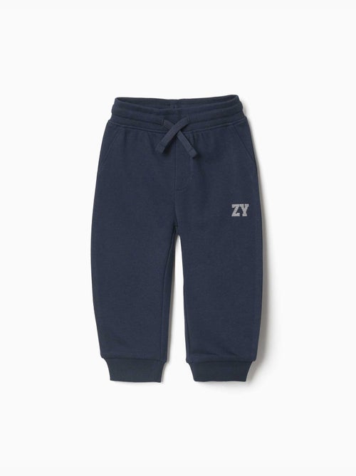 Fleece joggingbroek met trekkoord en print - Kiabi