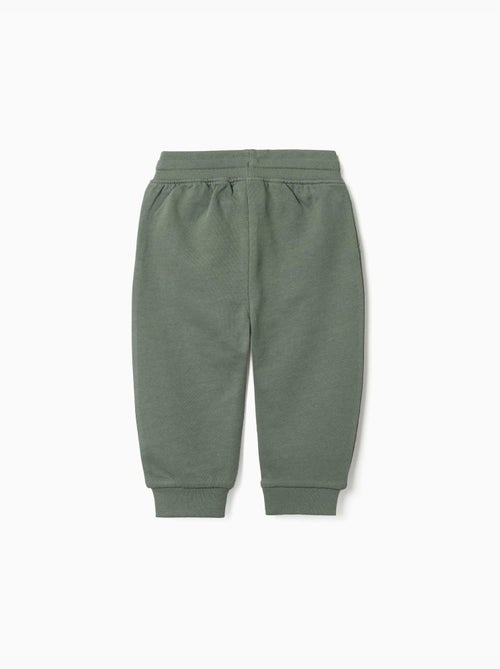 Fleece joggingbroek met trekkoord en print - Kiabi