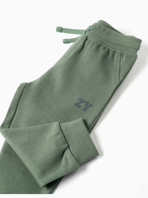Fleece joggingbroek met trekkoord en print - Kiabi