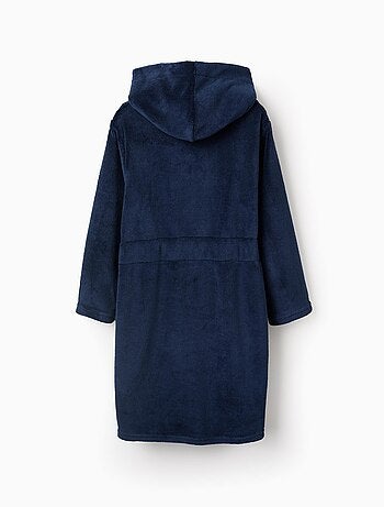 Fleece kamerjas met capuchon en ceintuur