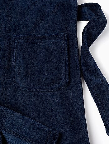 Fleece kamerjas met capuchon en ceintuur