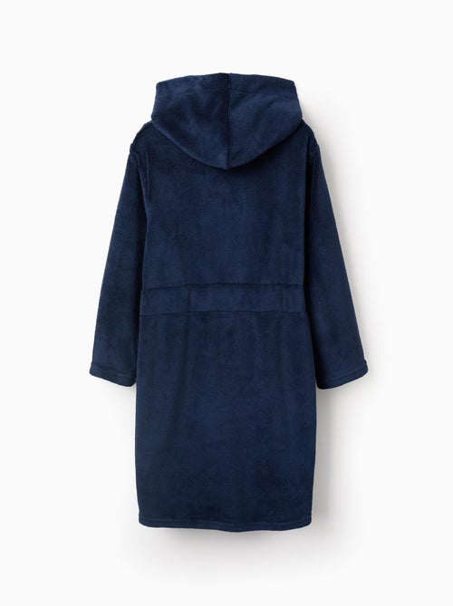 Fleece kamerjas met capuchon en ceintuur - Kiabi