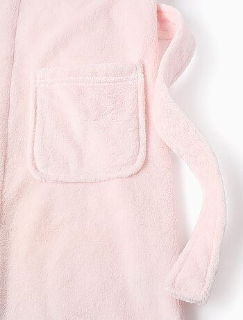 Fleece kamerjas met capuchon en ceintuur