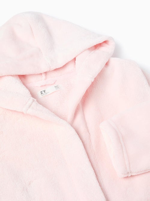 Fleece kamerjas met capuchon en ceintuur - Kiabi
