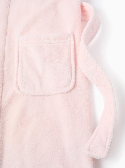 Fleece kamerjas met capuchon en ceintuur - Kiabi