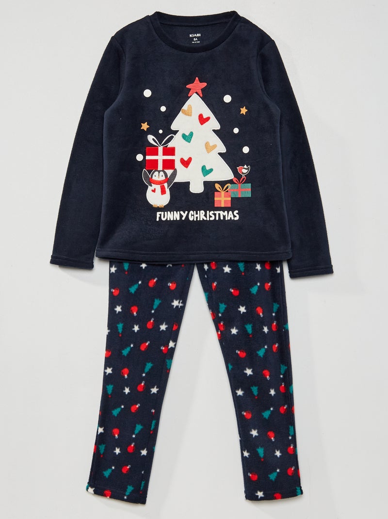 Fleece kerstpyjama BLAUW - Kiabi