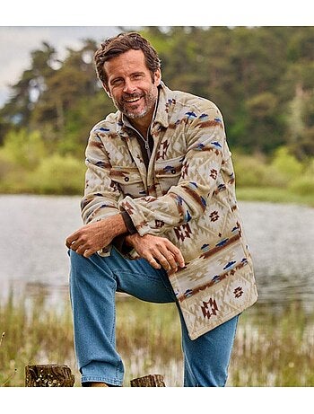 Fleece overhemdjack met azteekse motieven - atlas for men