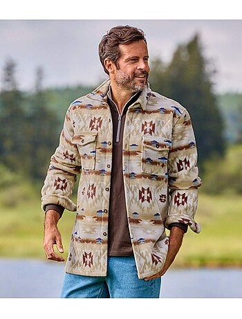 Fleece overhemdjack met azteekse motieven - atlas for men