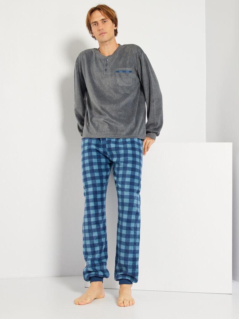 Fleece pyjama - 2-delig antraciet - Kiabi